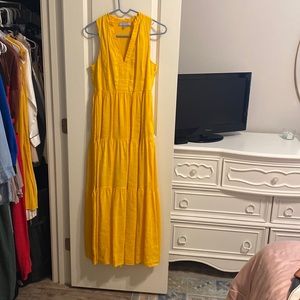 Gold Linen Lined Maxi Dress